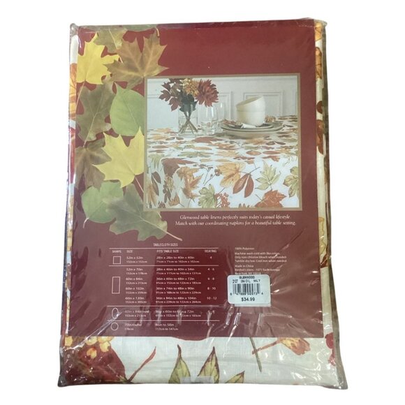 Glenwood Easy Care Thanksgiving Tablecloth Oval 60 X 84 Fall Autumn - Picture 2 of 7